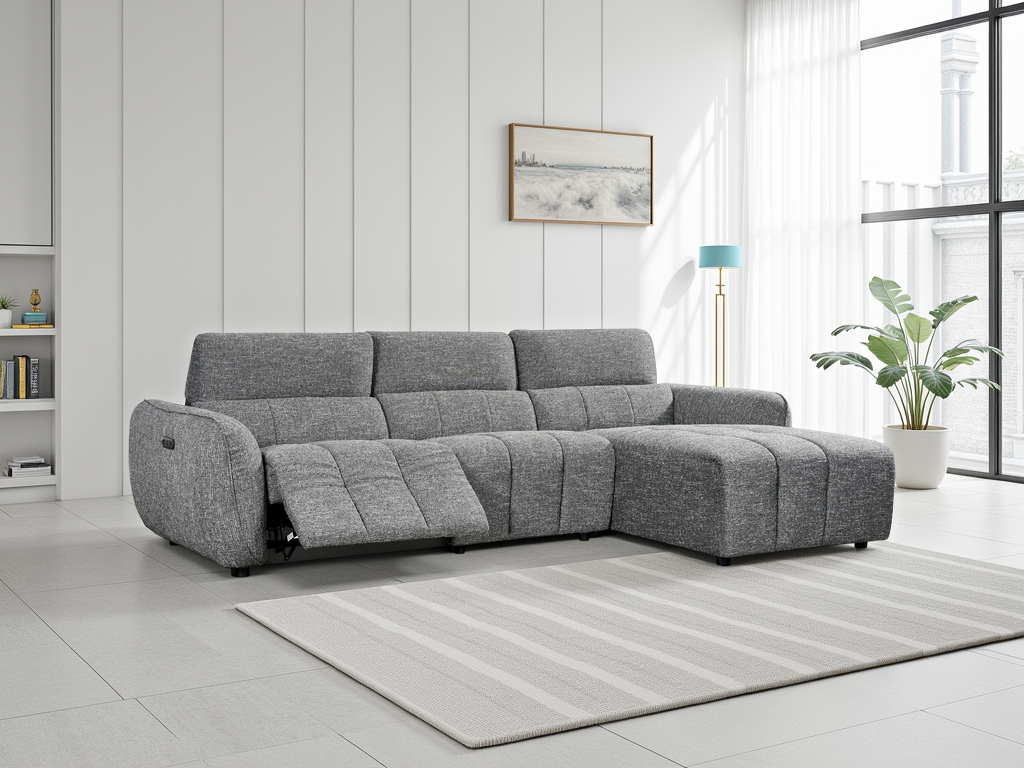 Alba Electric Recliner Sofa Charcoal Right Hand