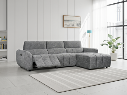 Alba Electric Recliner Sofa Charcoal Right Hand