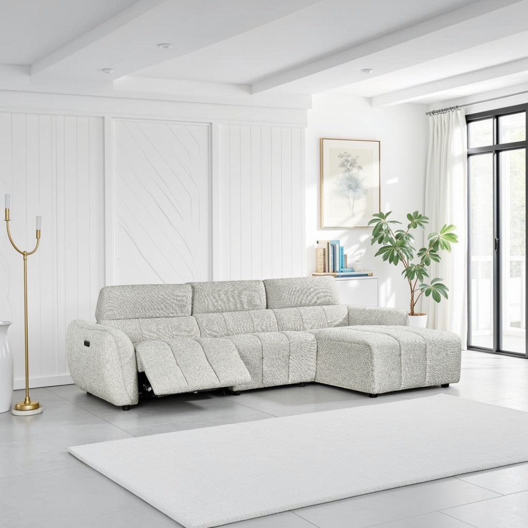 Alba Electric Recliner Sofa Silver Right Hand