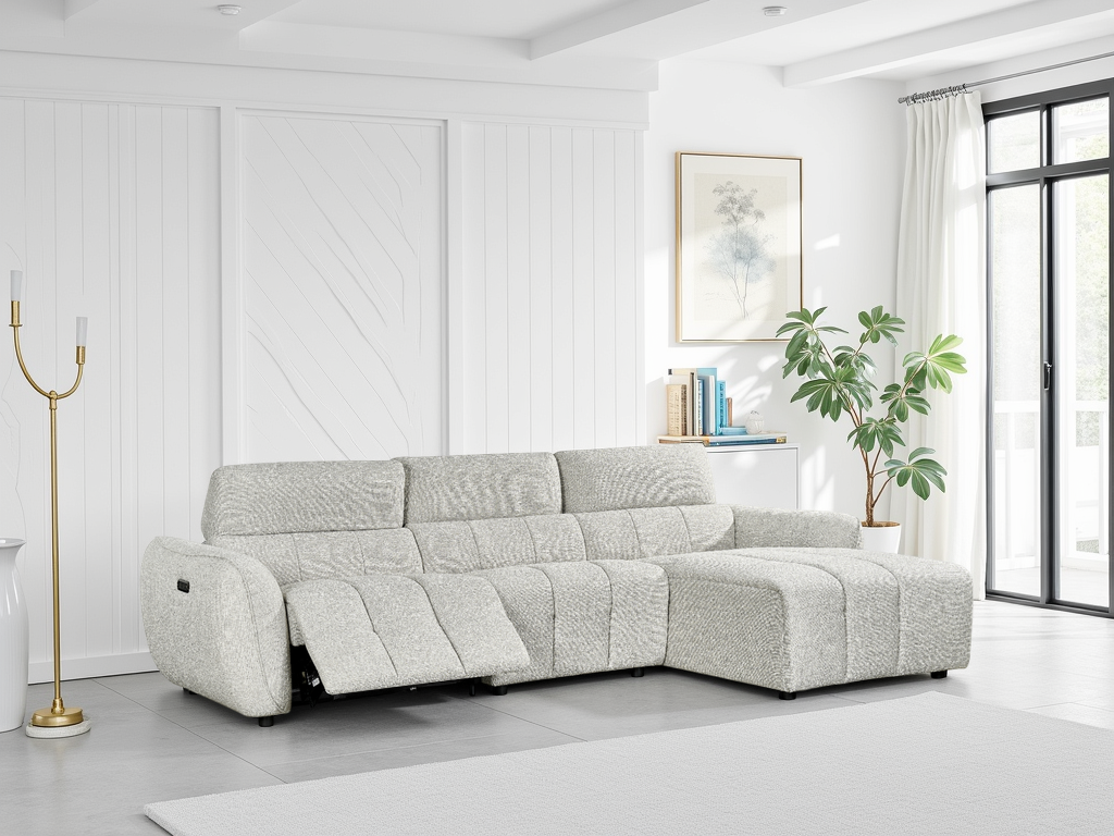 Alba Electric Recliner Sofa Silver Right Hand