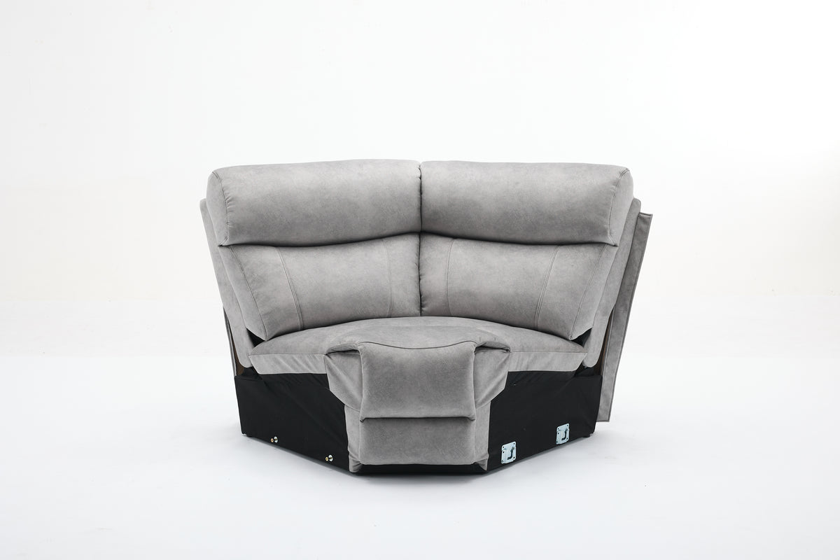 Amber Fabric Electric Recliner Modular Corner Sofa - Silver