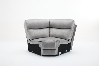 Amber Fabric Electric Recliner Modular Corner Sofa - Silver