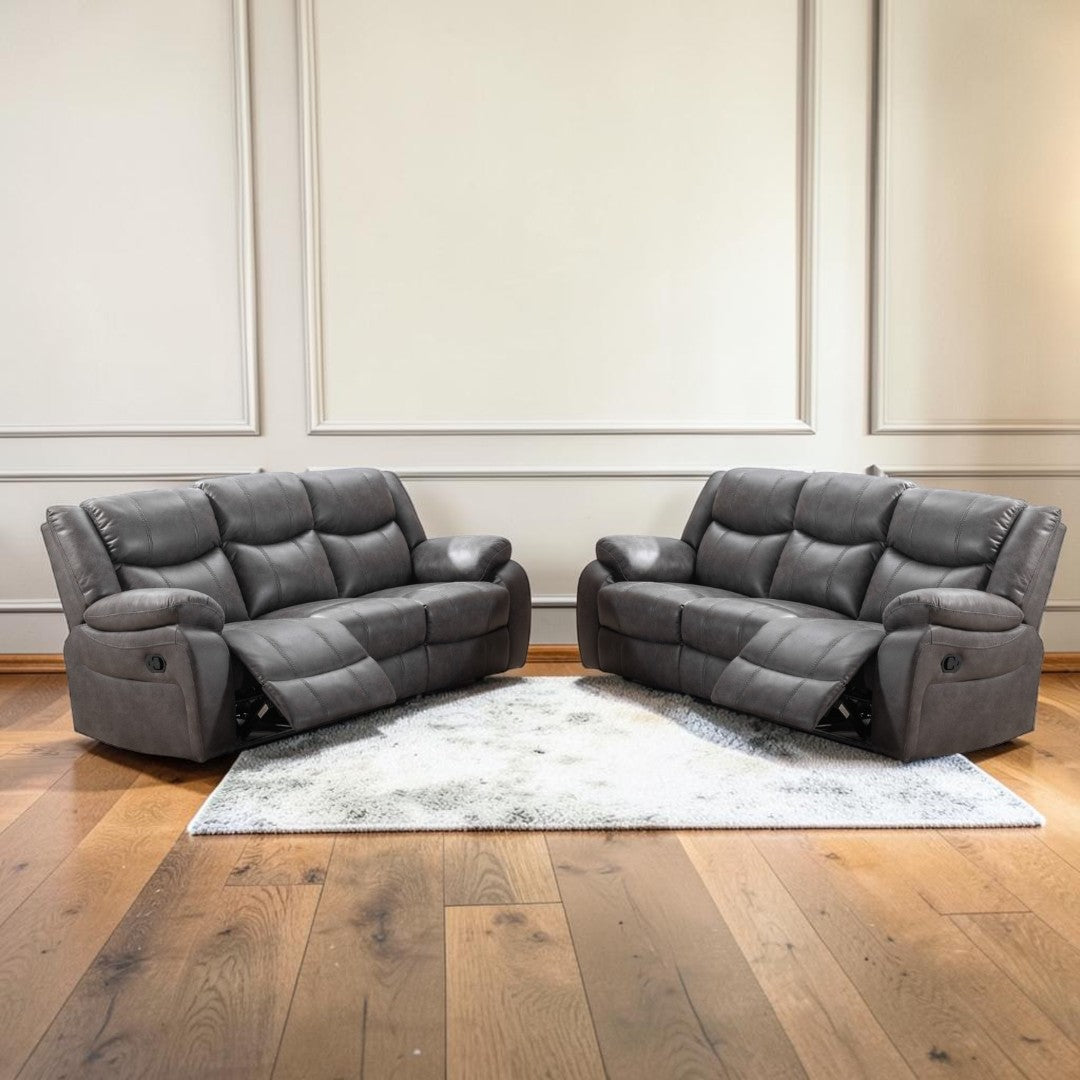 Vero Manuel Reclining Grey 3+3 Sofa Set