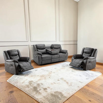 Vero Manuel Reclining Grey 3+1+1 Sofa Set