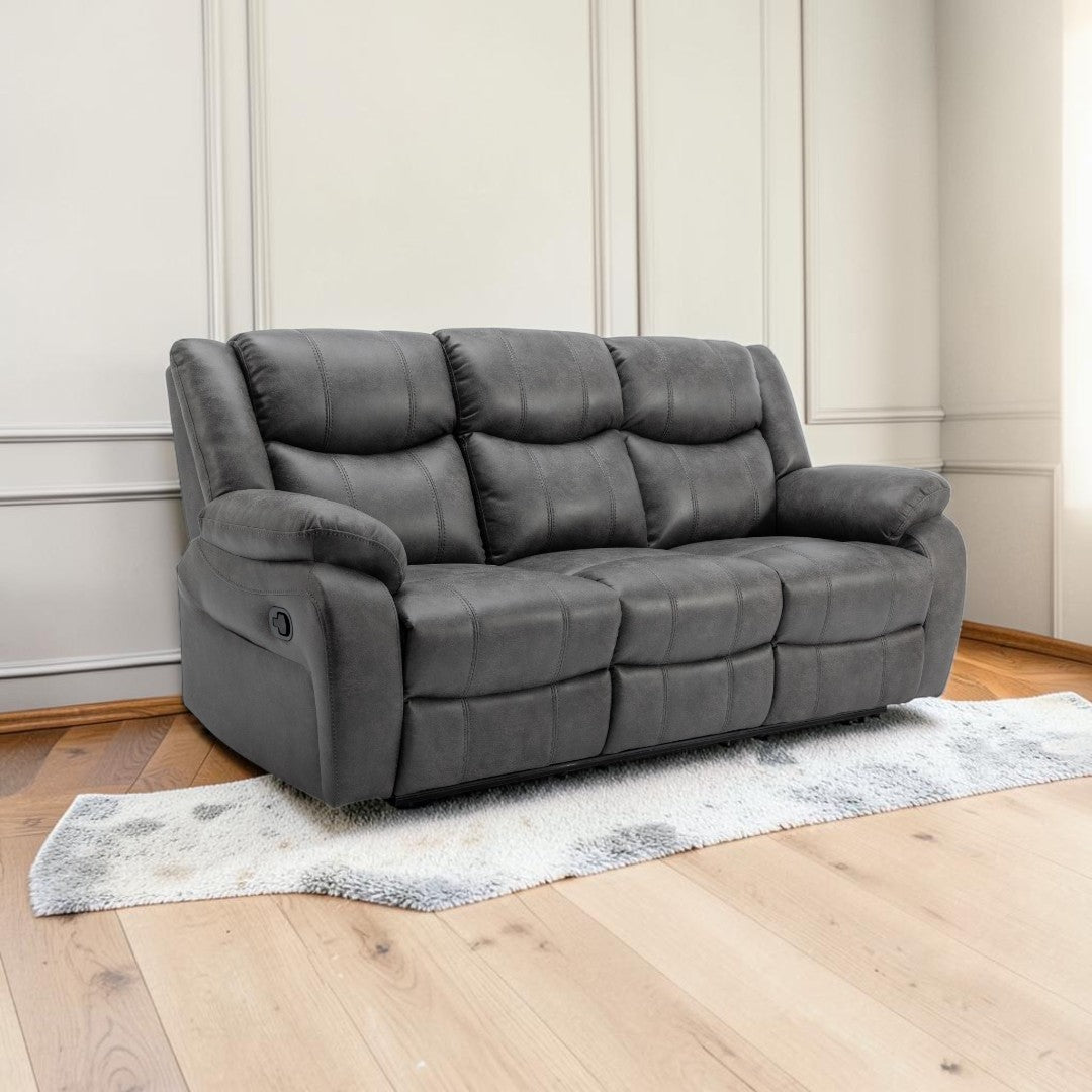 Vero Manuel Reclining Grey 3 Seater Sofa
