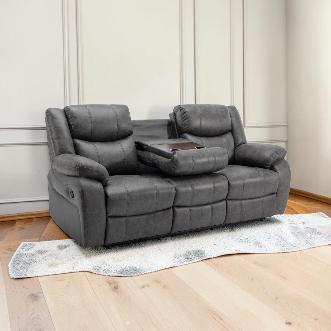 Vero Manuel Reclining Grey 3 Seater Sofa