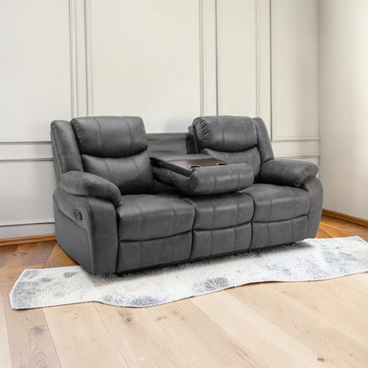 Vero Manuel Reclining Grey 3 Seater Sofa