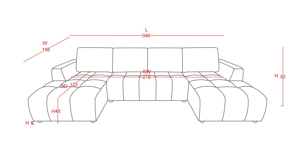 Colton Luxury Grey U Shape Corner Sofabed