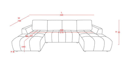 Colton Luxury Grey U Shape Corner Sofabed