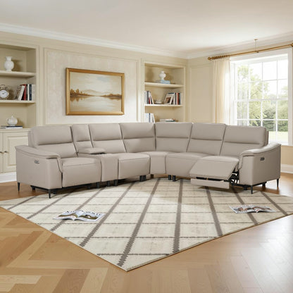 Naples Truffle 2C+W+2 Leather Electric Recliner Corner Sofa