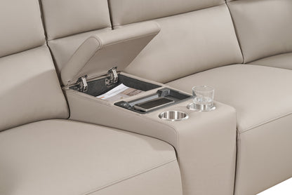 Naples Truffle 2C+W+2C Leather Electric Recliner Corner Sofa
