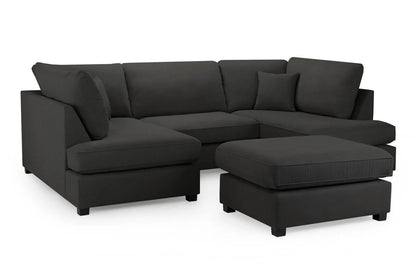 Venice Sofa Black U Shape Corner - Footstool Included - Any Colour