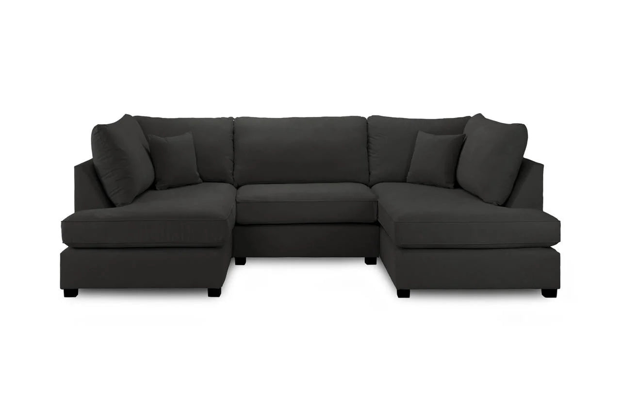 Venice Sofa Black U Shape Corner - Footstool Included - Any Colour