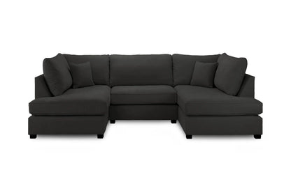 Venice Sofa Black U Shape Corner - Footstool Included - Any Colour