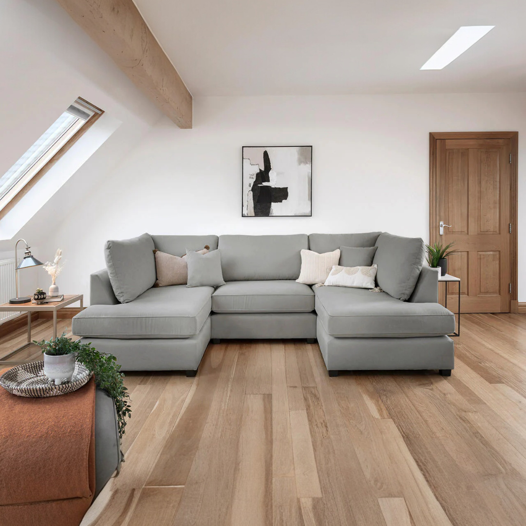 Venice Sofa Grey U Shape Corner - Footstool Included - Any Colour