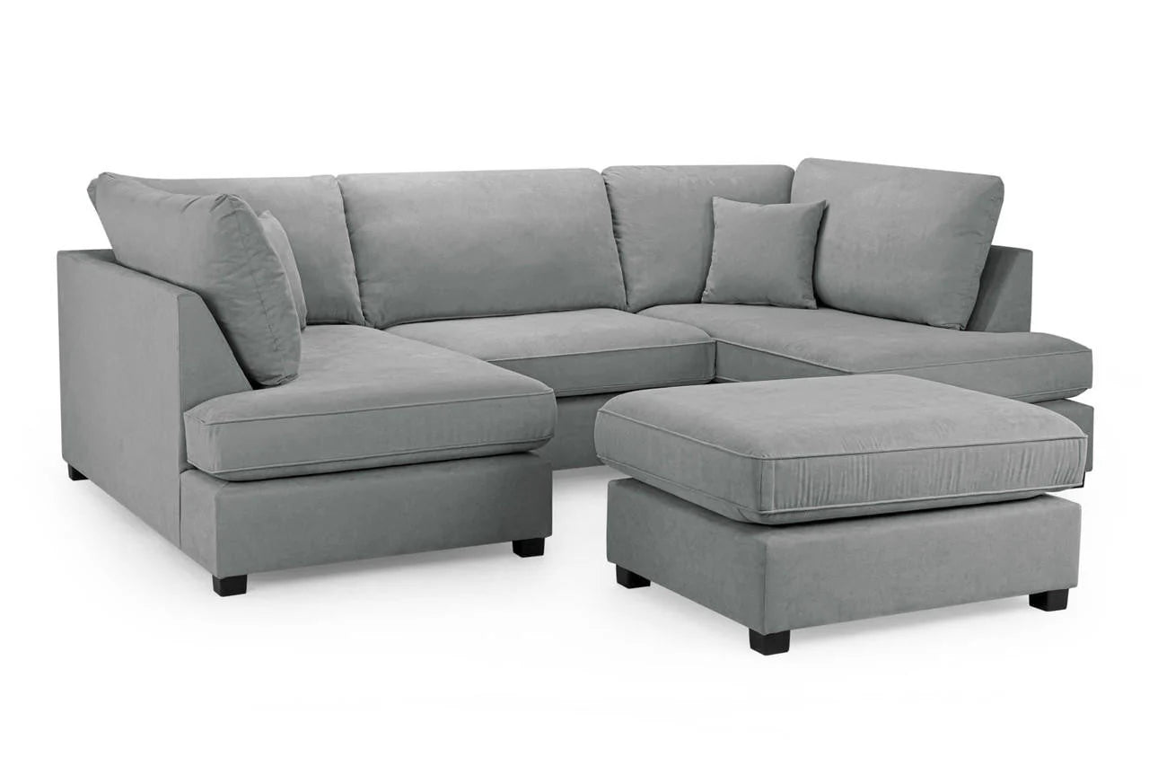 Venice Sofa Grey U Shape Corner - Footstool Included - Any Colour