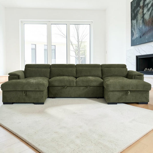 Chelsea Sofabed Green U Shape Corner