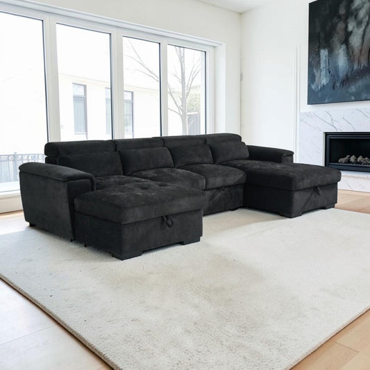 Chelsea Sofabed Black U Shape Corner