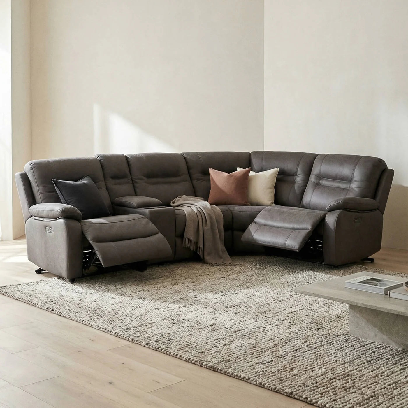 Elara Electric Grey Modular Corner Recliner