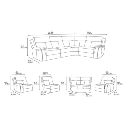 Charcoal Marley Electric Modular Corner Recliner