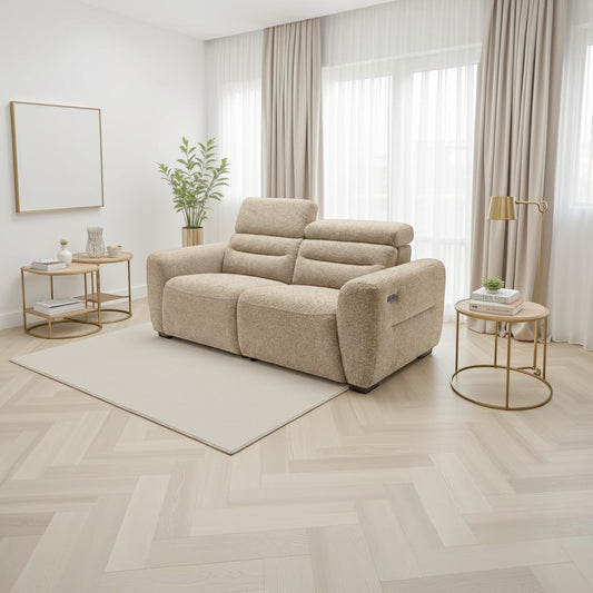 Candice Electric Recliner Beige 3 Seater
