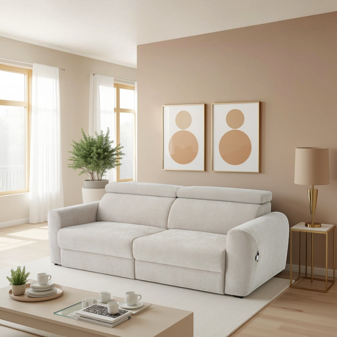 Nolan Electric Sofabed Beige 3 Seater