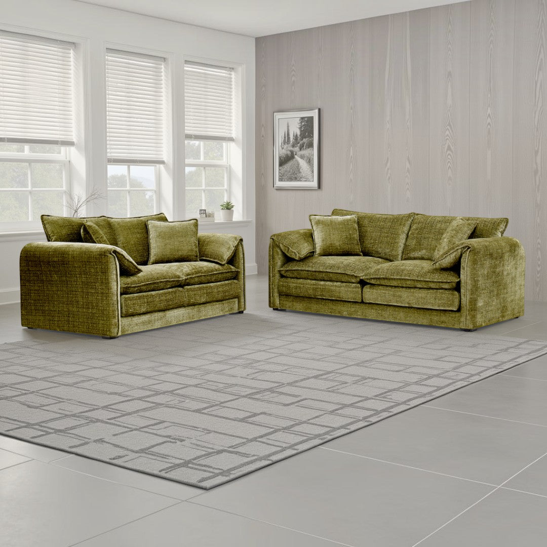 Astoria Green Fabric 3+2 Sofa Set