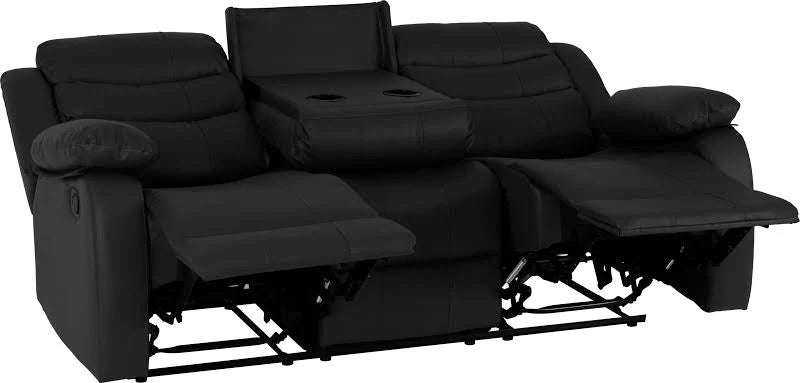 Onyx Black Leather Manual Recliner 3+2 Sofa Set
