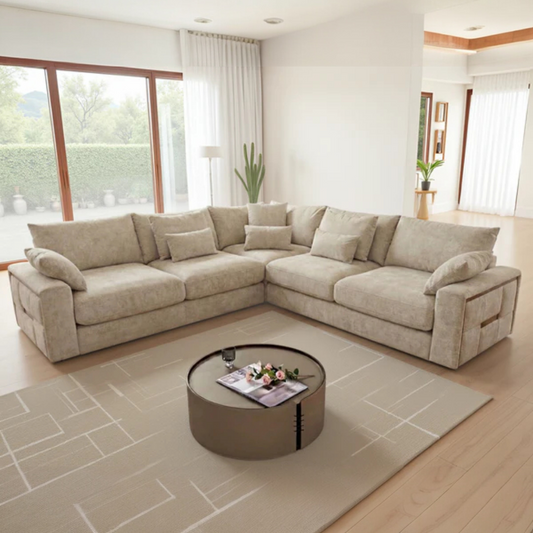 Galder Beige Large Corner Sofa