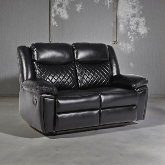 Tilly Recliner Leather 2 Seater Sofa - Black